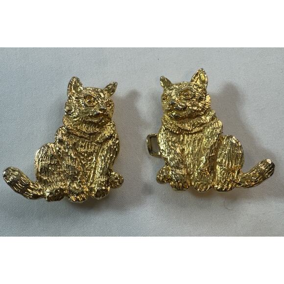 Mimi Di N Gold Tone Cat Belt Buckle Interlocking 1973 Stamped main image 6